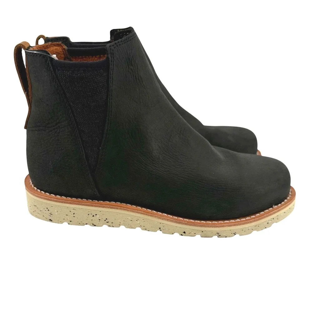 Irish Setter Fifty A3929 Womens Black Leather Wedge Sole Chelsea Boots 8.5W NEW